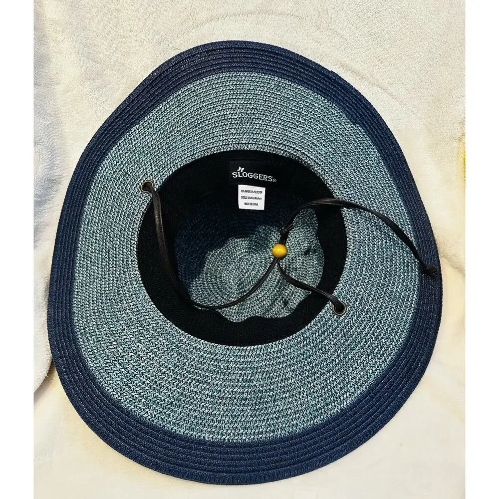 Sloggers Blue Wide Brim Sun Hat Garden Beach UPF Style Womens Sz Med 22.5 Resort